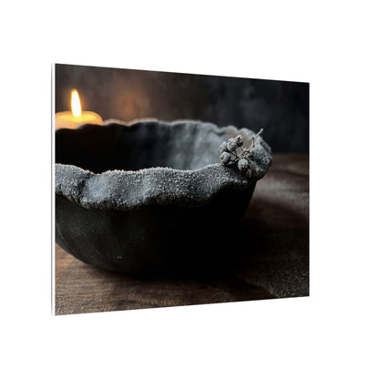 Ceramic Bowl Canvas Art | Winter Dark Japandi Shadow Zen Art