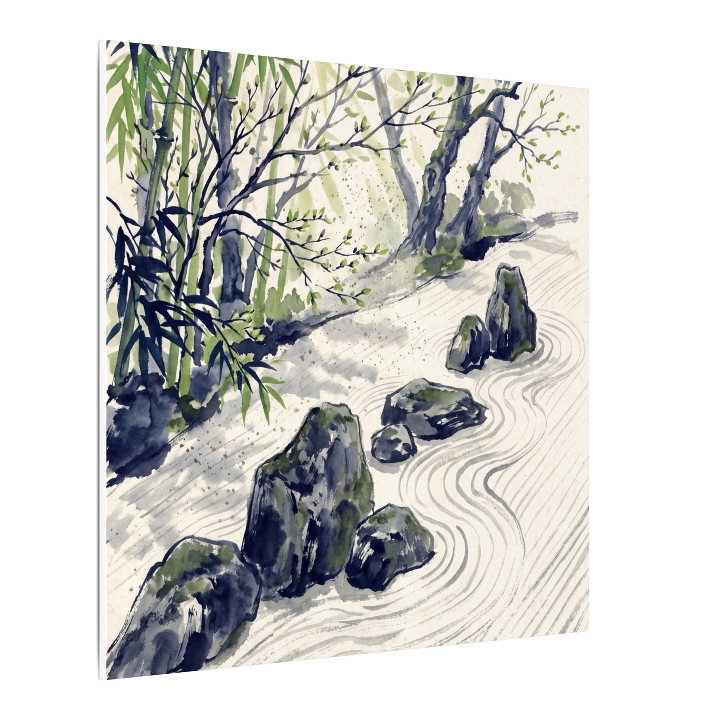 Dappled Rock Garden Canvas Art - Zen Mono No Aware