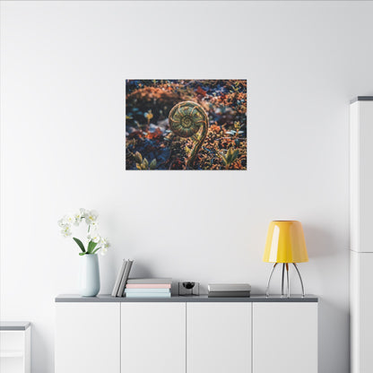 Kintsugi Fern Unfurling in Dappled | Gold Vein Canvas Art
