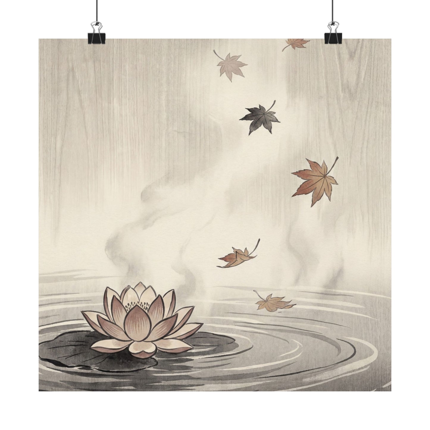 Lotus Flower Wall Art Print | Autumn Zen Ukiyo E Inspired Art