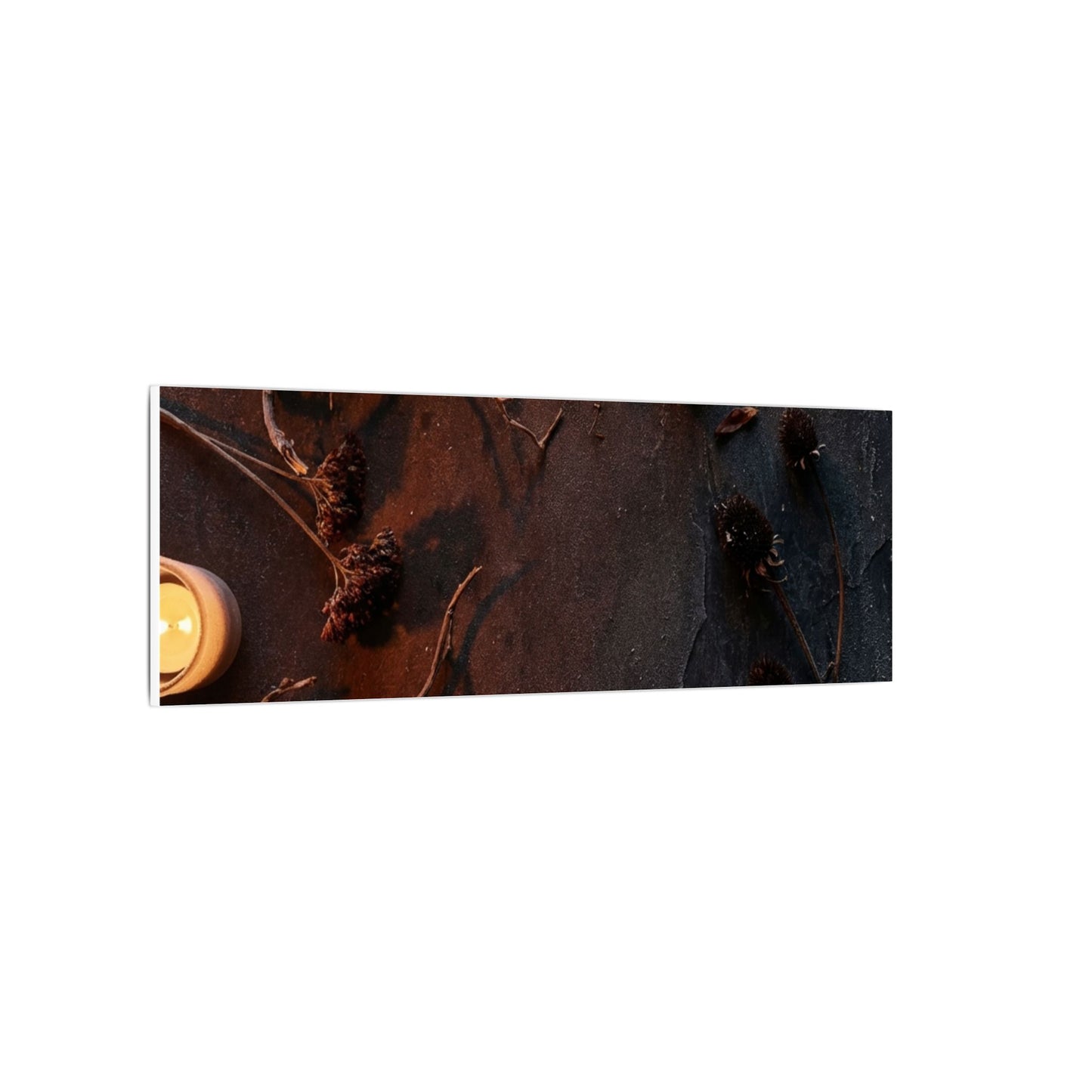 Dried Flowers Canvas Art | Winter Dark Japandi Moody Minimal Art