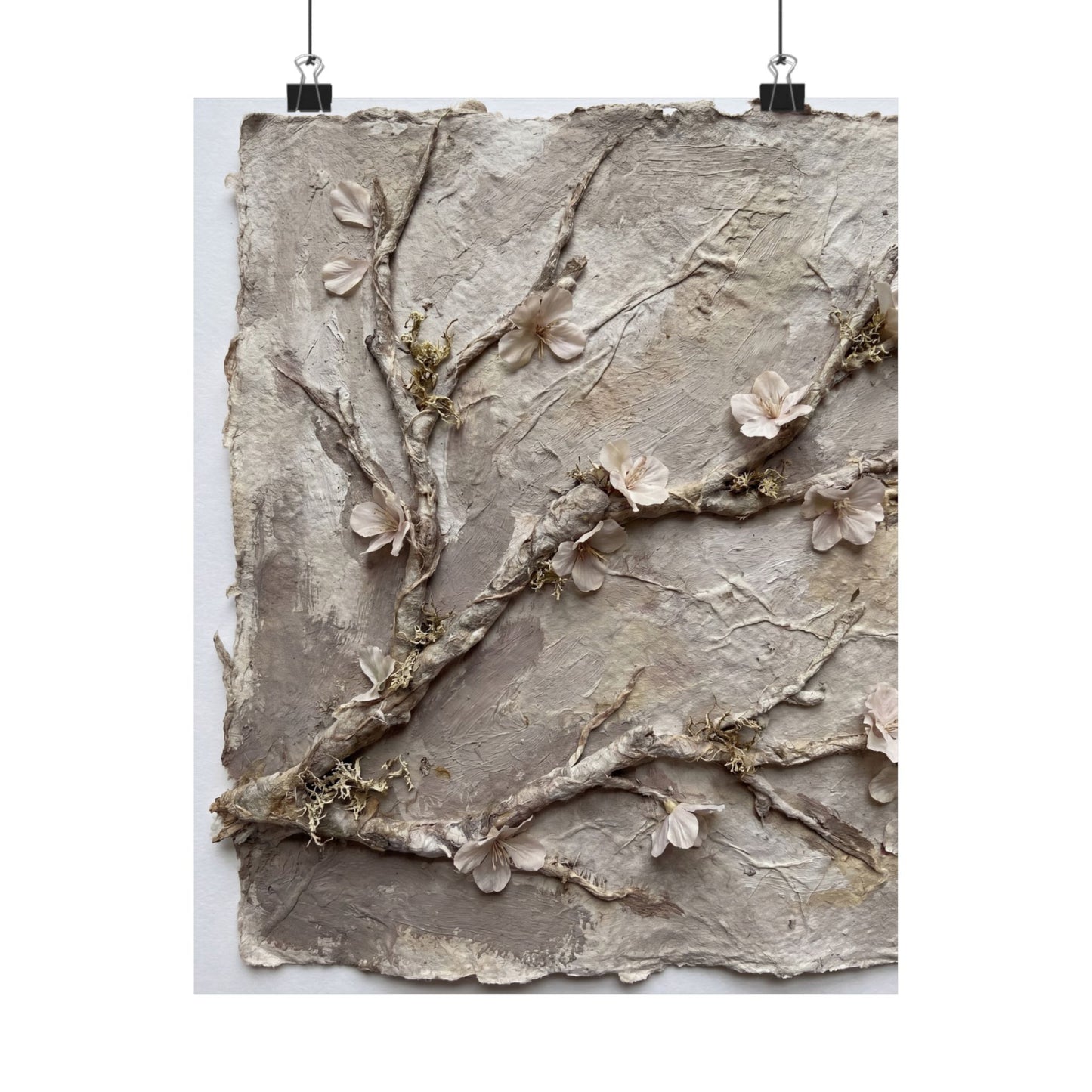 Summer Cherry Blossom Texture Wall Art Print | Neutral Decor