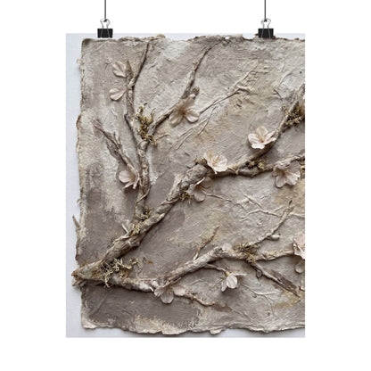 Summer Cherry Blossom Texture Wall Art Print | Neutral Decor