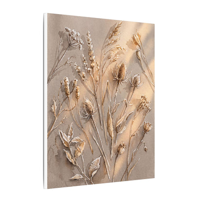 Japandi Dried Flowers in Golden Hour | Watercolor Canvas Art