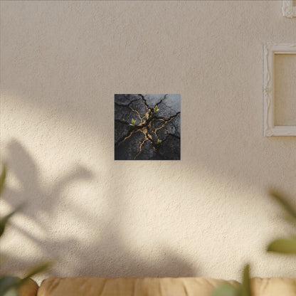 Ma Cracked Earth Canvas Art - Dark Japandi Charcoal Ink