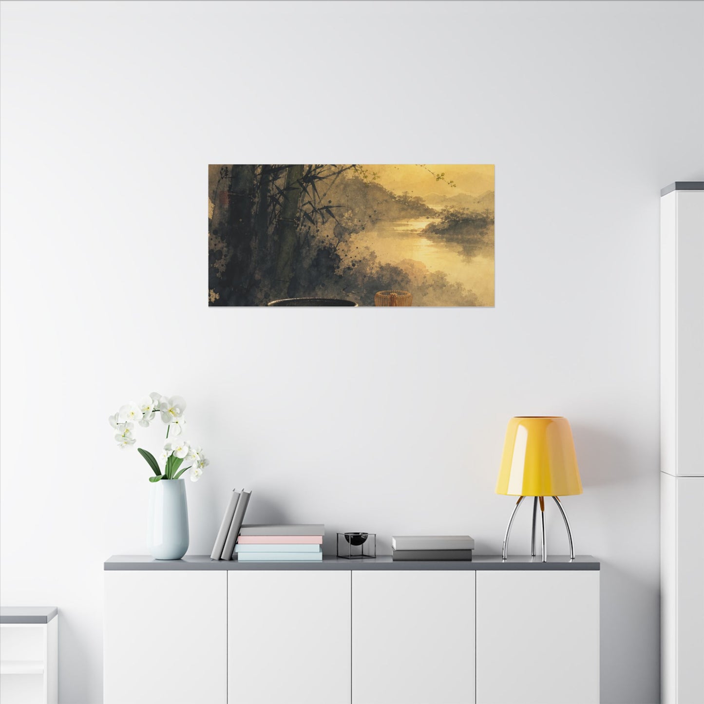 Tea Ceremony Sumi E Canvas Art | Contemplative Zen Art