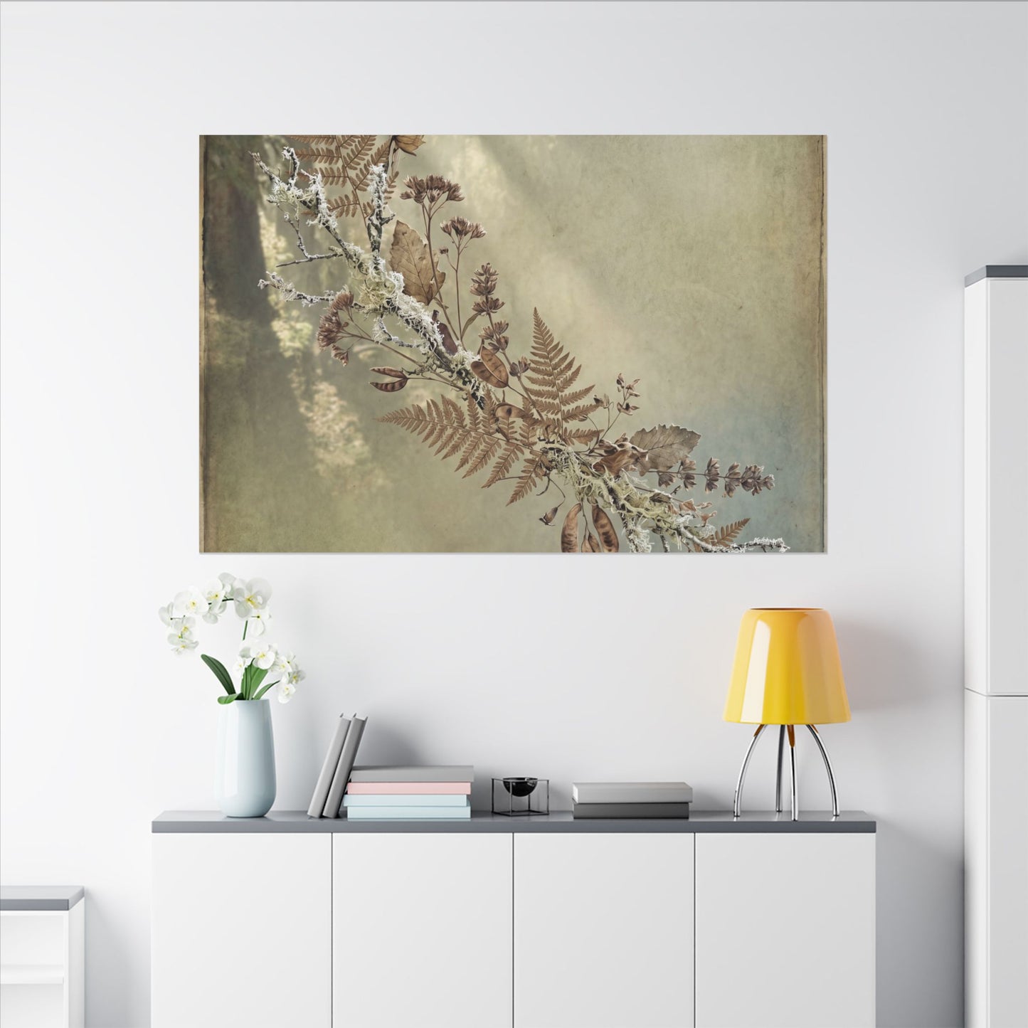 Winter Dried Flowers Forest Whimsy Canvas Art | Earthy Decor