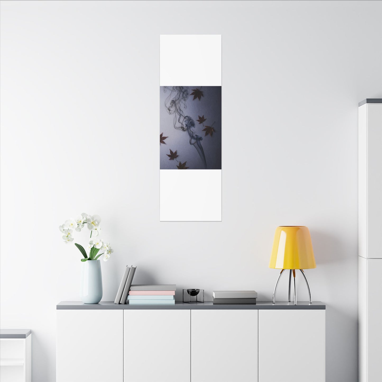 Dark Japandi Incense Smoke in Dawn | Moody Minimal Canvas Art