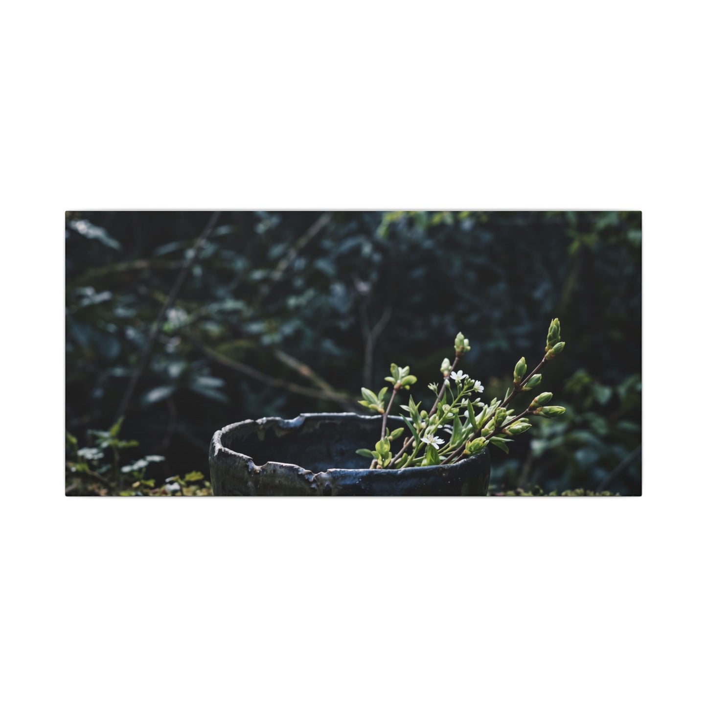 Dappled Ceramic Bowl Canvas Art - Dark Japandi Datsuzoku