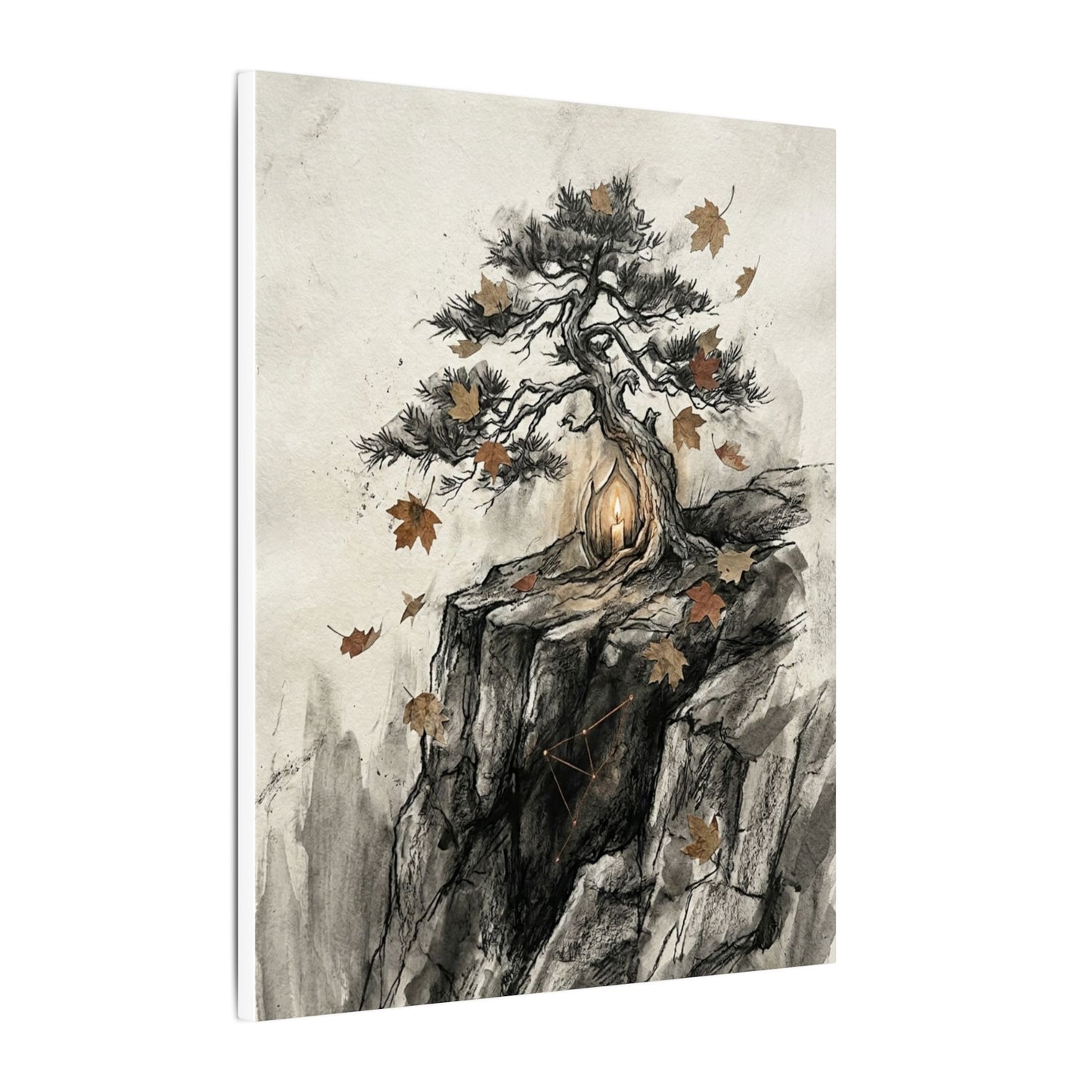 Pine Tree Autumn Canvas Art | Japandi Earthy Design