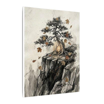 Pine Tree Autumn Canvas Art | Japandi Earthy Design