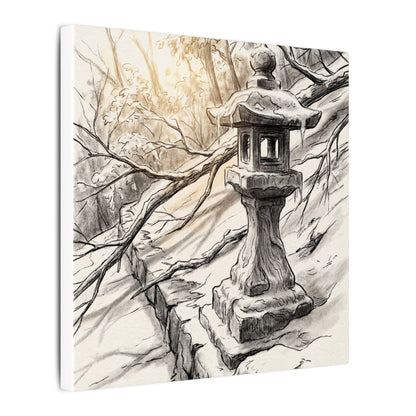 Golden Hour Stone Lantern Canvas Art - Japandi Kanso