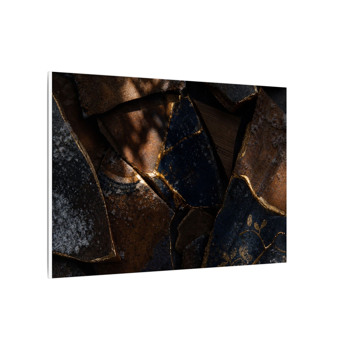 Fukinsei Broken Pottery Canvas Art - Dark Japandi Dark Texture