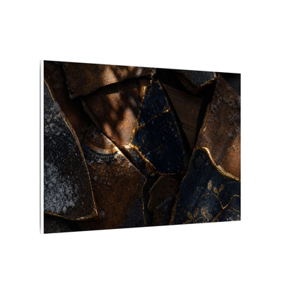 Fukinsei Broken Pottery Canvas Art - Dark Japandi Dark Texture