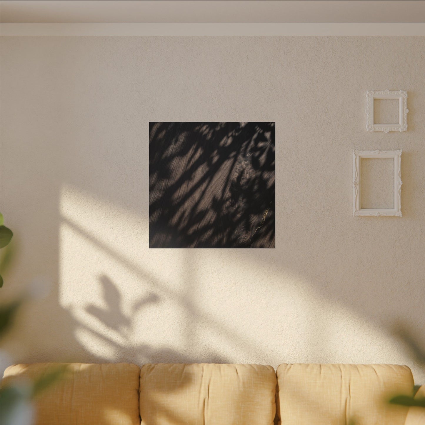 Shadow Play Summer Canvas Art | Dark Japandi Moody Design