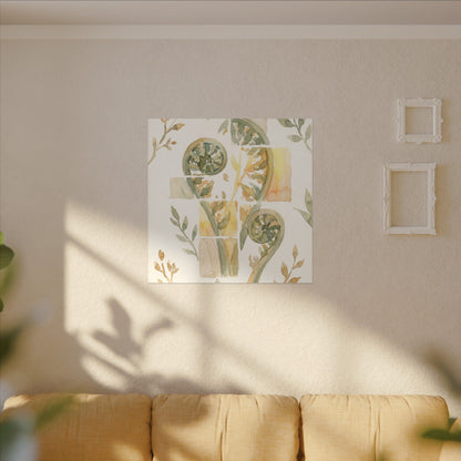 Earthy Fern Unfurling Canvas Art - Watercolor Japandi