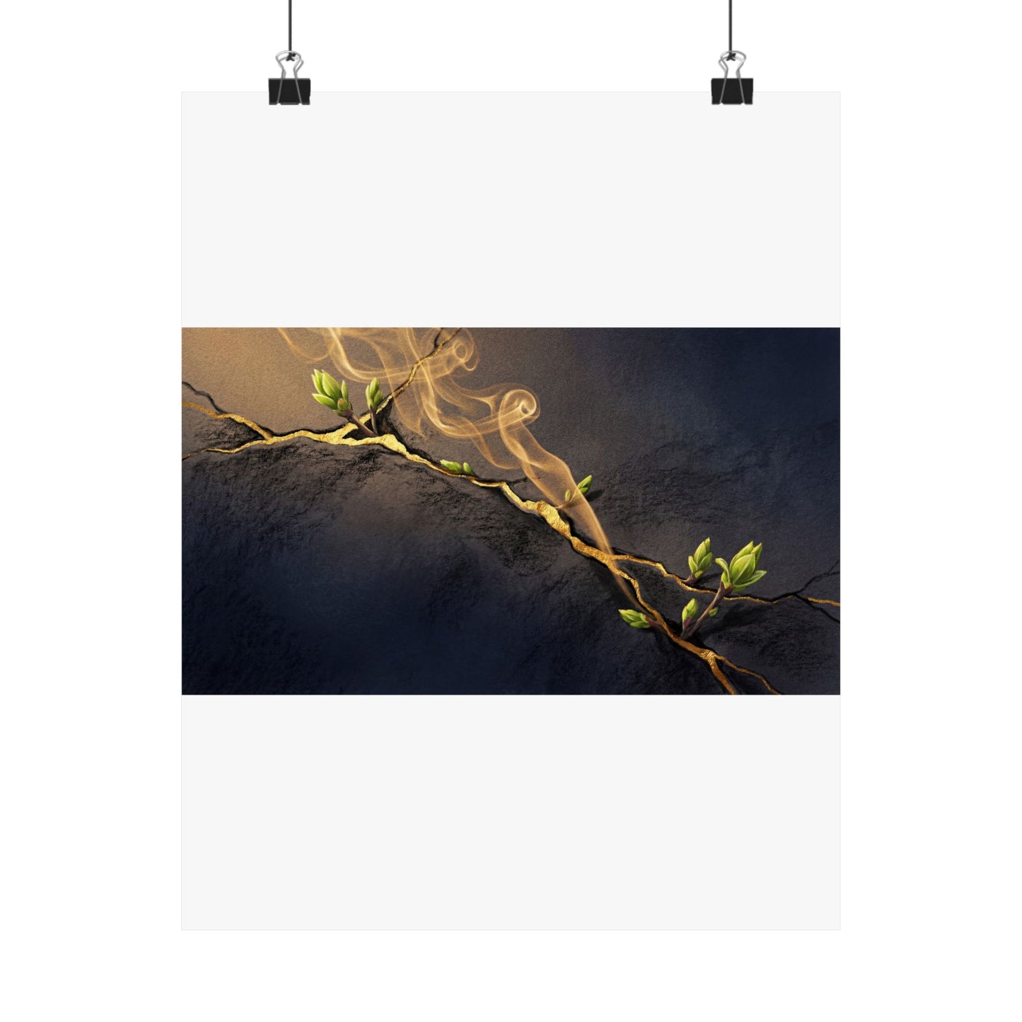 Ma Incense Smoke Wall Art Print - Kintsugi Gold Vein Art Print