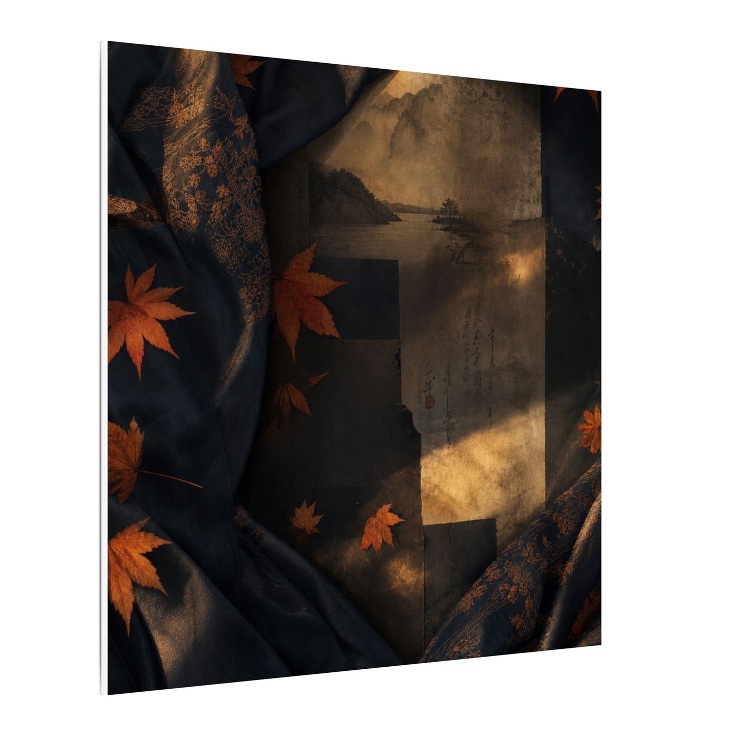 Autumn Silk Drape Shadow Zen Canvas Art | Bold Decor