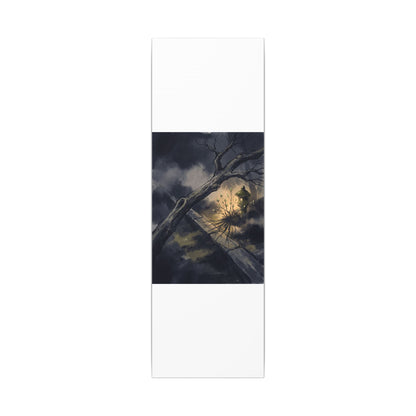 Dark Japandi Moonlit Garden in Golden Hour | Charcoal Ink Canvas Art
