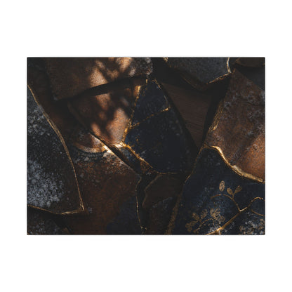 Fukinsei Broken Pottery Canvas Art - Dark Japandi Dark Texture