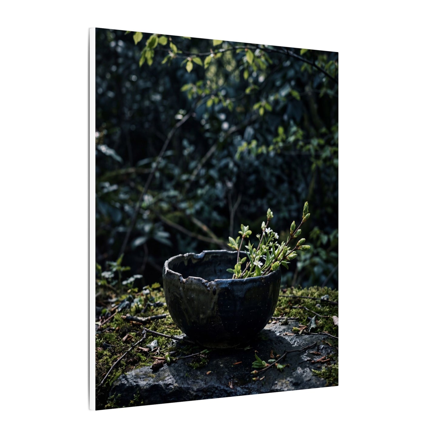Dappled Ceramic Bowl Canvas Art - Dark Japandi Datsuzoku