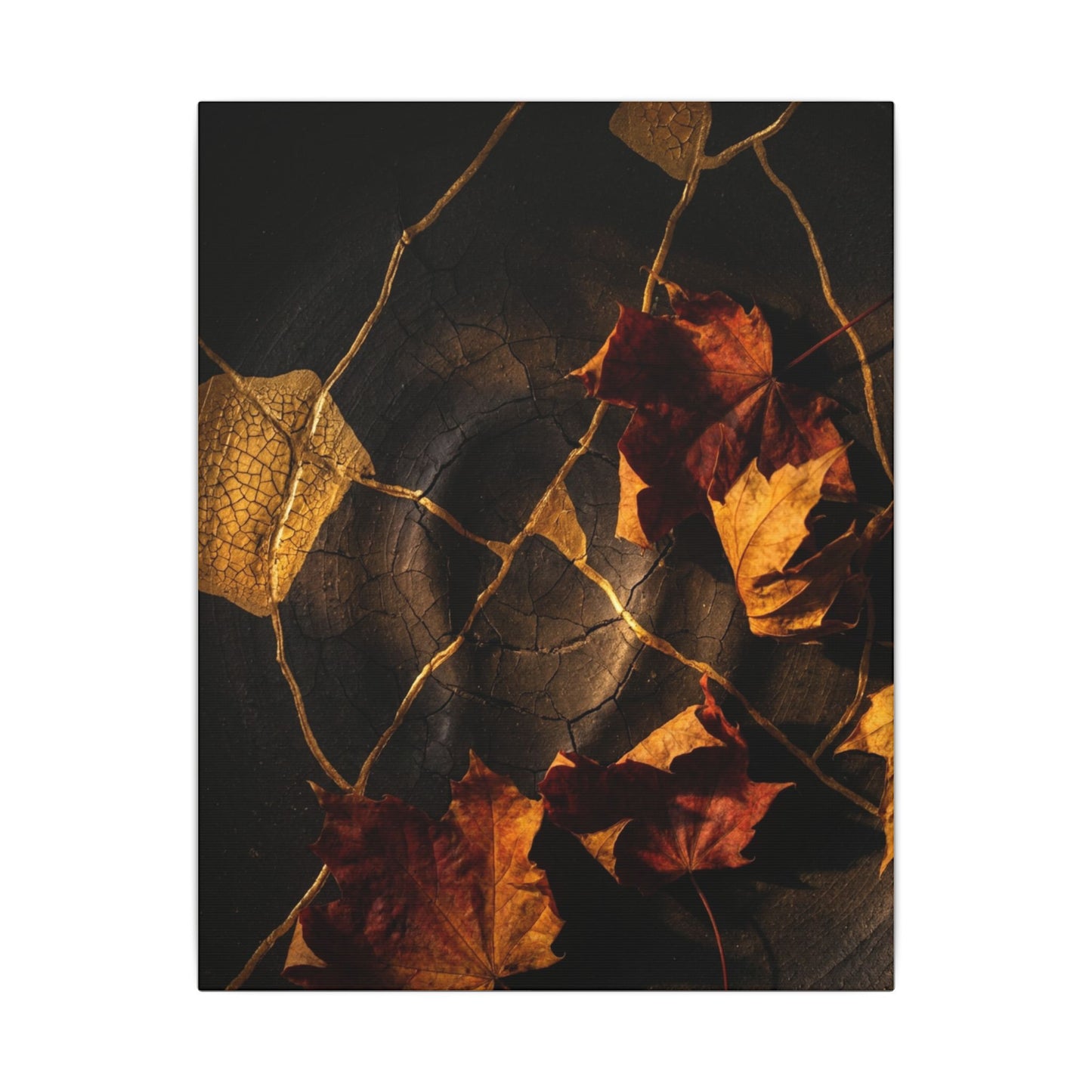 Resilient Shadow Play Canvas Art - Crackle Gold Kintsugi
