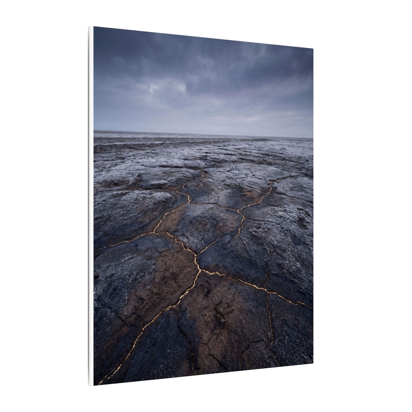 Dark Japandi Cracked Earth in Overcast | Dark Texture Canvas Art