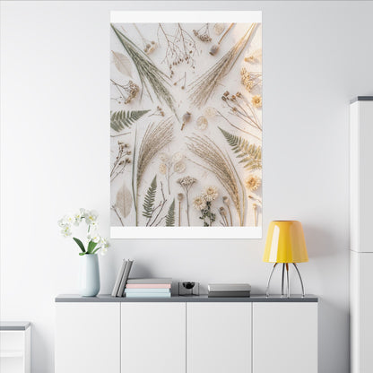 Elegant Dried Flowers Canvas Art - Japanese Pattern Japandi
