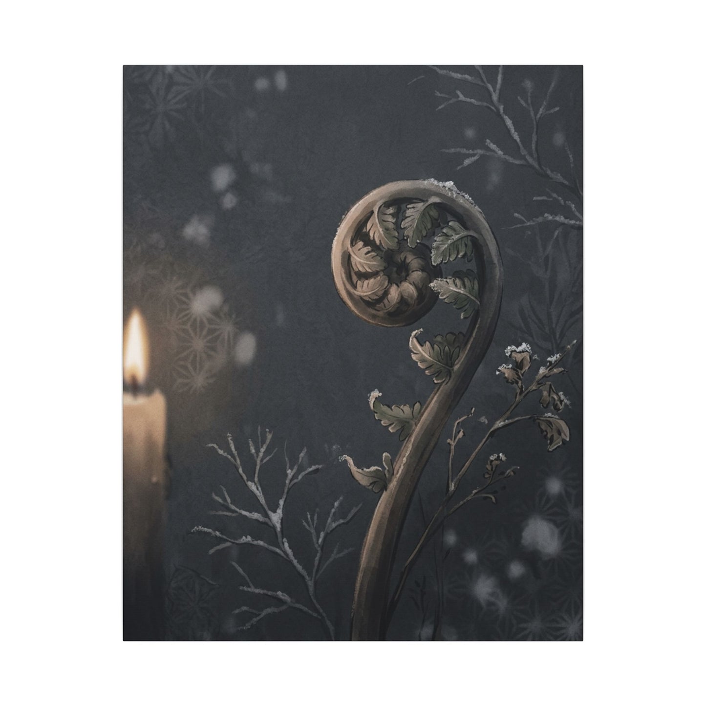 Candlelight Fern Unfurling Canvas Art - Japandi Ma