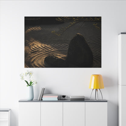 Ma Rock Garden Canvas Art - Dark Japandi Shadow Zen