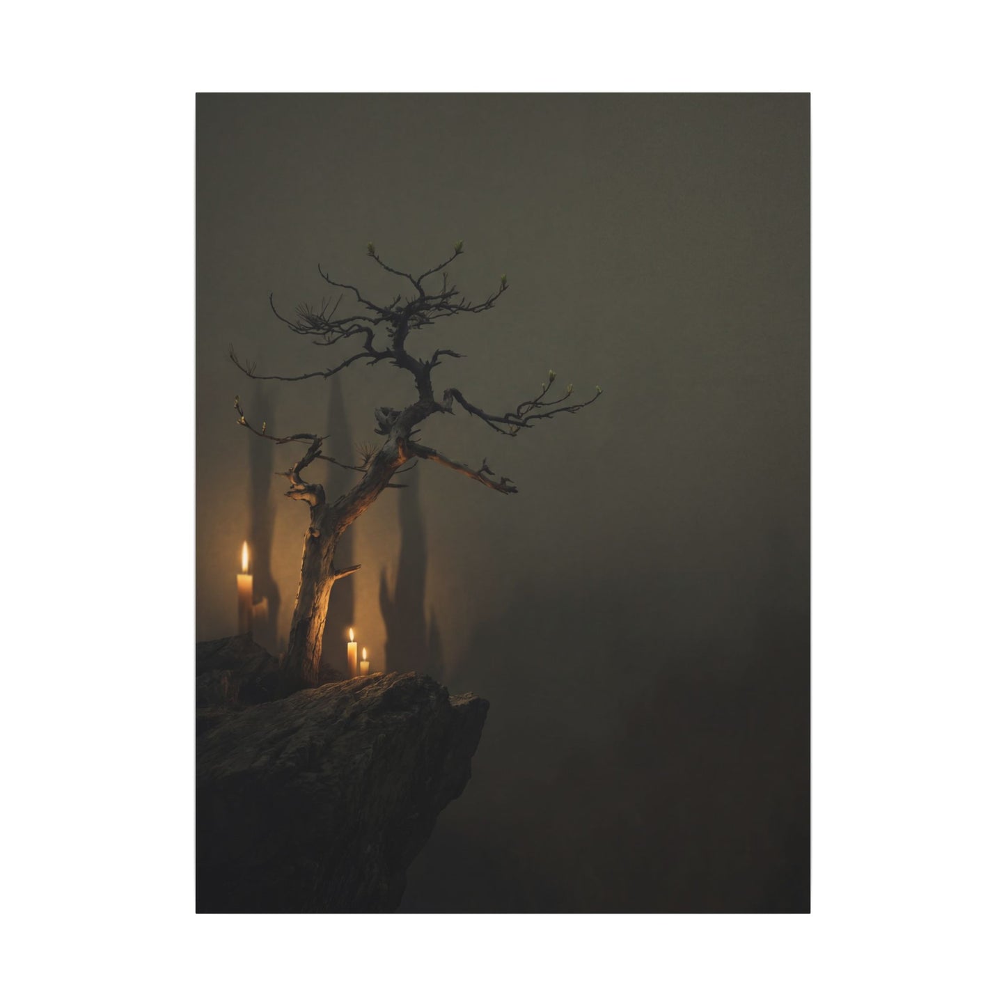 Ma Pine Tree Canvas Art - Dark Japandi Shadow Zen