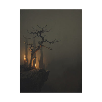 Ma Pine Tree Canvas Art - Dark Japandi Shadow Zen