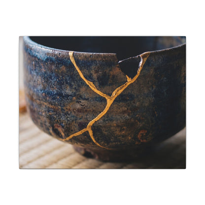 Tea Ceremony Autumn Canvas Art | Kintsugi Healing Design