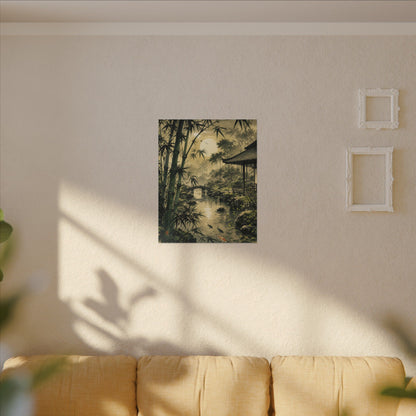 Moonlit Garden Sumi E Canvas Art | Calm Zen Art