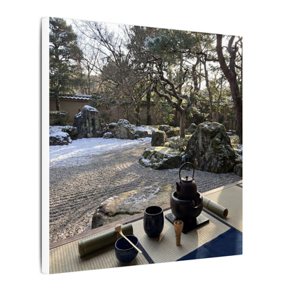 Winter Tea Ceremony Karesansui Canvas Art | Serene Decor