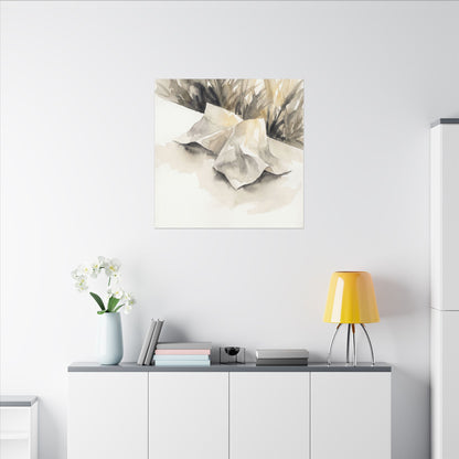Paper Fold Watercolor Canvas Art | Warm Japandi Art