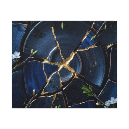 Moonlight Broken Pottery Canvas Art - Kintsugi Fukinsei
