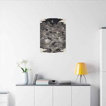 Moonlit Garden Ukiyo E Inspired Canvas Art | Serene Zen Art