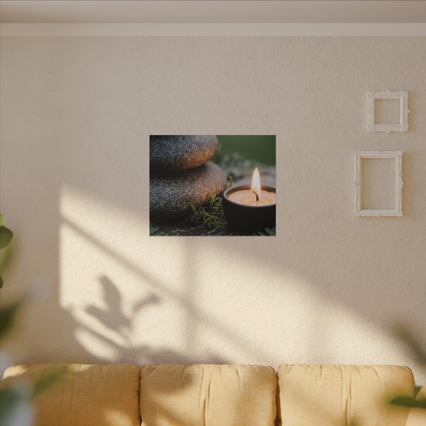 Warm River Stones Canvas Art - Japanese Pattern Japandi