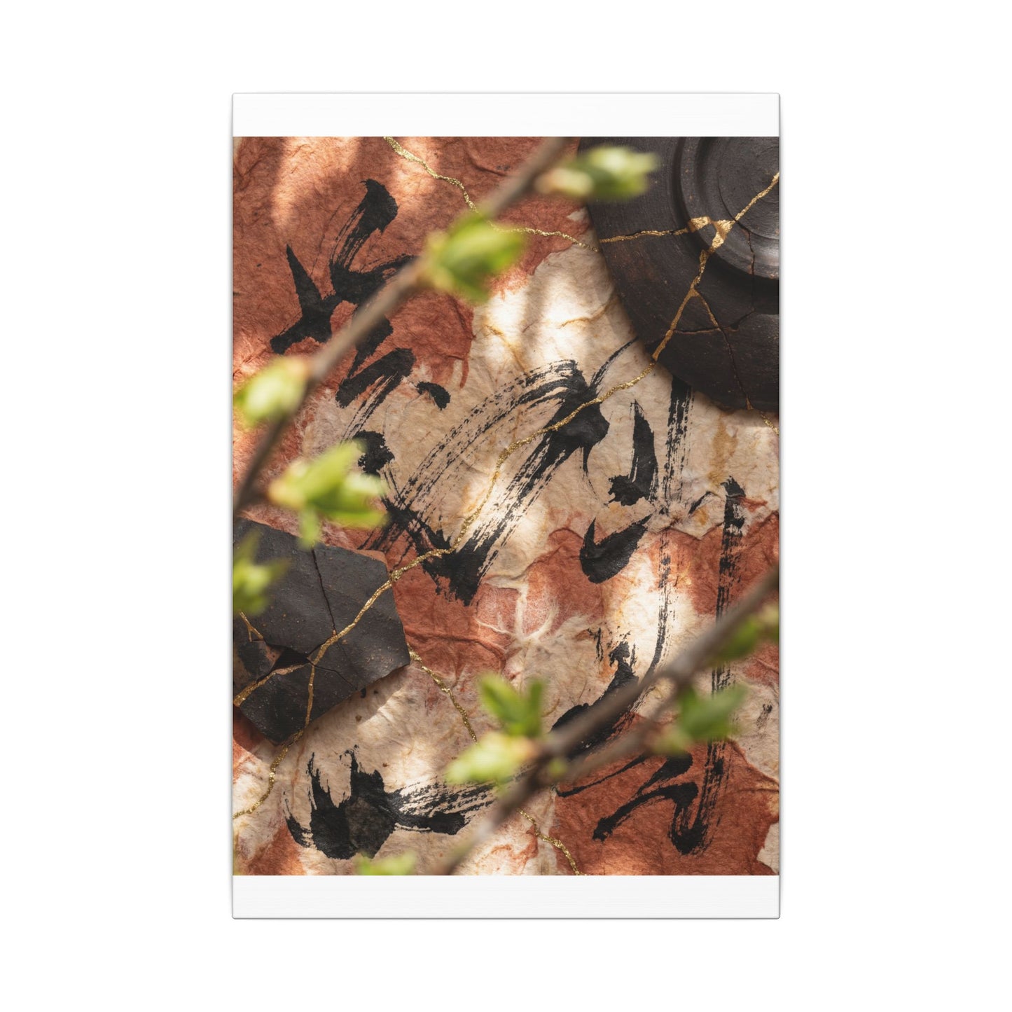 Datsuzoku Ink Brushstroke Canvas Art - Kintsugi Gold Repair