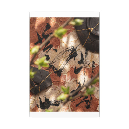 Datsuzoku Ink Brushstroke Canvas Art - Kintsugi Gold Repair