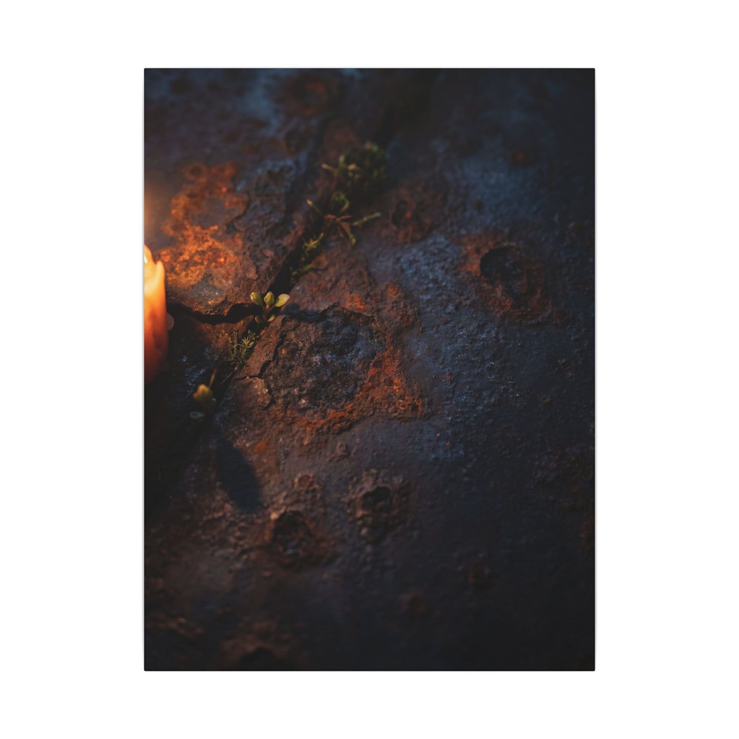 Candlelight Rust Patina Canvas Art - Dark Japandi Ma
