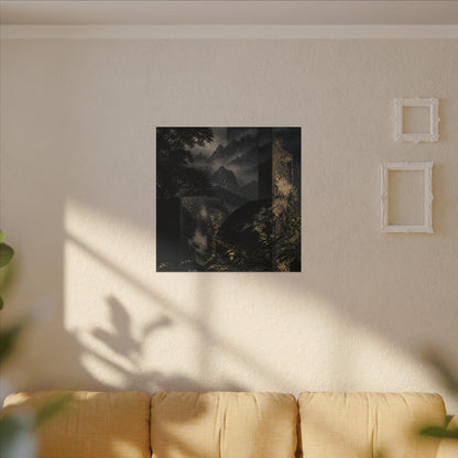Mountain Mist Summer Canvas Art | Dark Japandi Atmospheric Design