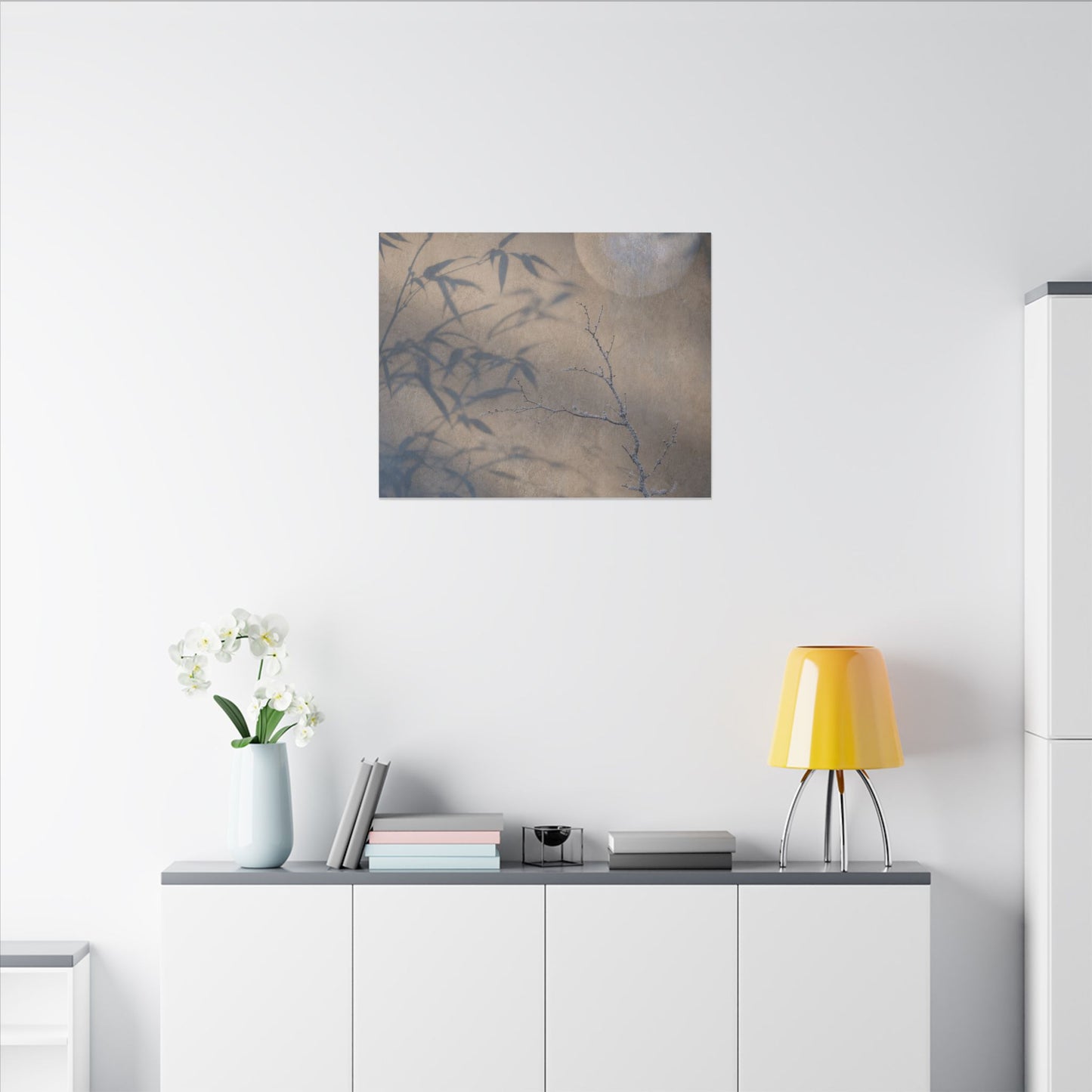 Shadow Play Canvas Art | Winter Japandi Japanese Pattern Art