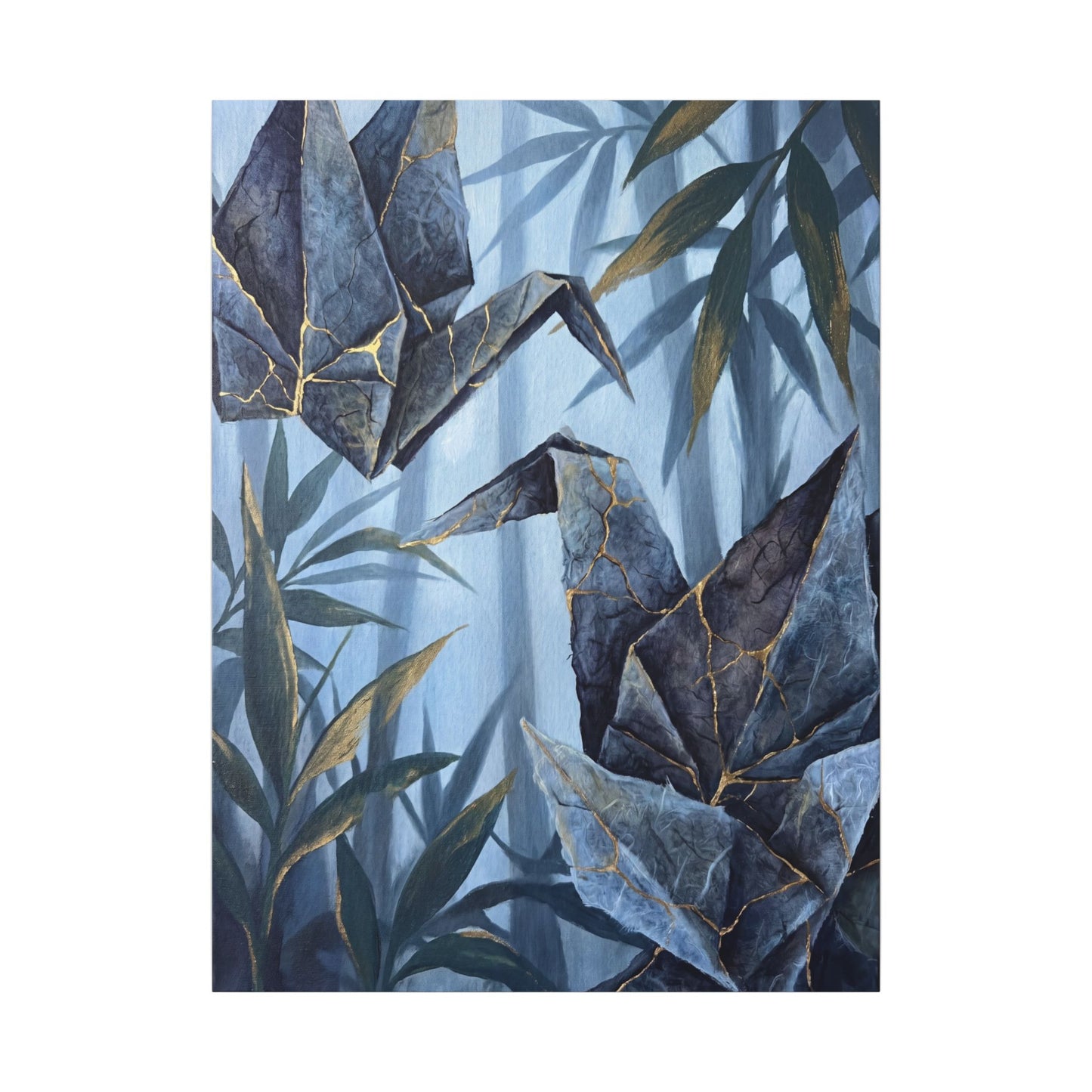 Paper Fold Canvas Art | Summer Kintsugi Crackle Gold Art