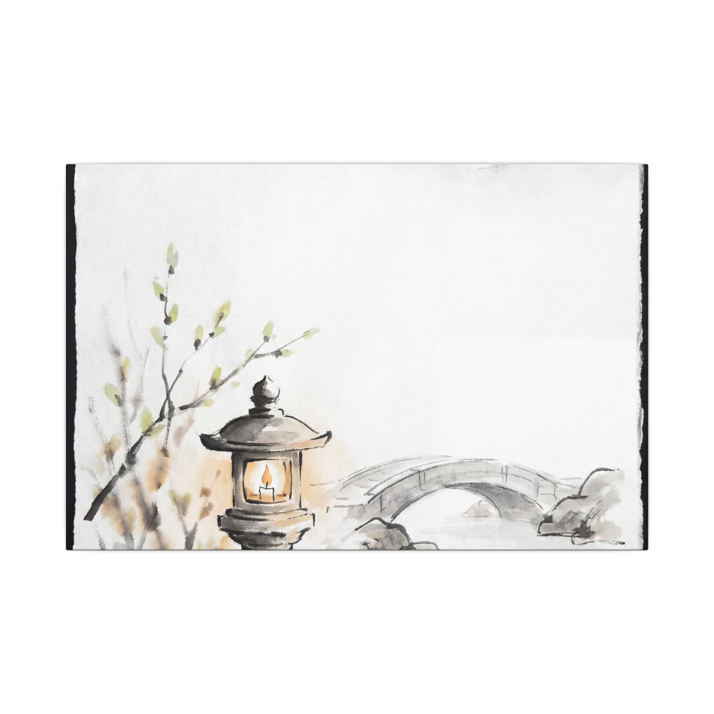 Moonlit Garden Spring Canvas Art | Zen Contemplative Design