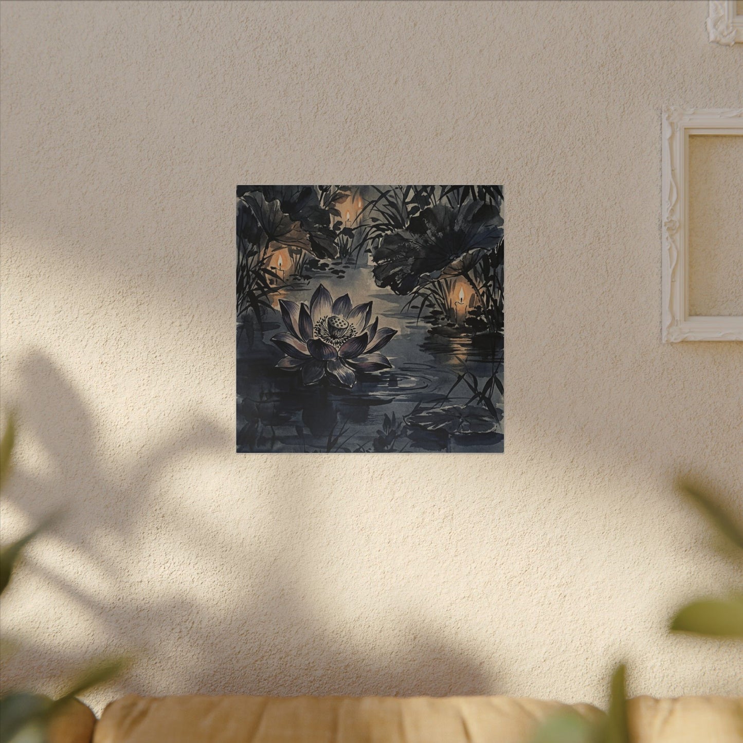 Fukinsei Lotus Flower Canvas Art - Zen Sumi E