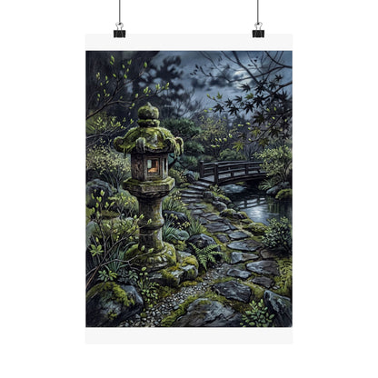 Cozy Stone Lantern Wall Art Print - Texture Japandi Art Print