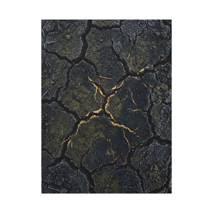 Overcast Cracked Earth Canvas Art - Dark Japandi Ma