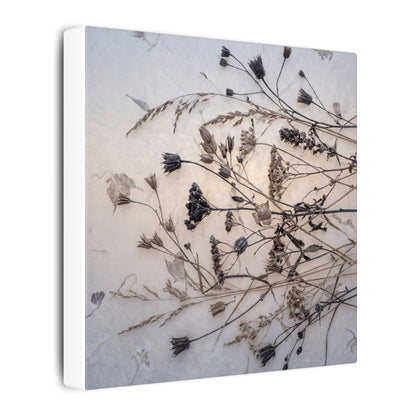 Elegant Dried Flowers Canvas Art - Japanese Pattern Japandi